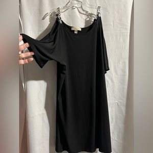 Black dress, chain detail and open shoulders, mini